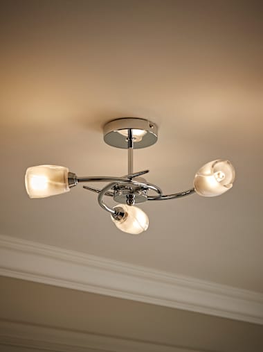 Mia 3-Way Chrome Flush Ceiling Light