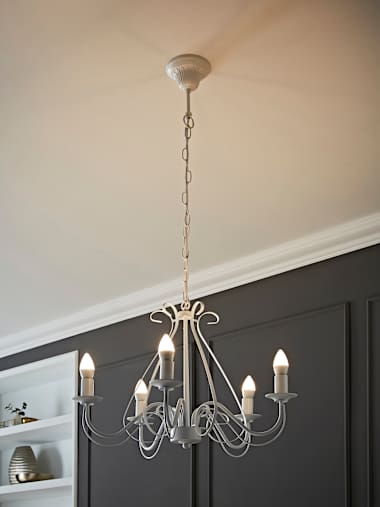 5-Way Porcelain White Chandelier