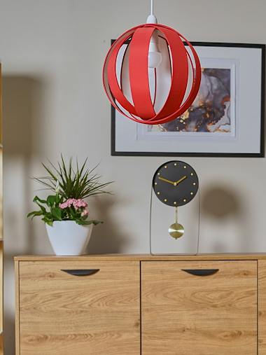 Red Globe Ribbon Pendant Shade