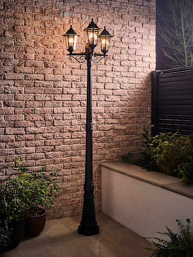 Mayfair IP44 3-Way Black Lamp Post
