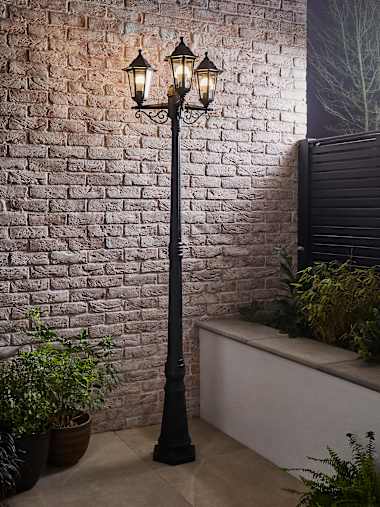 Mayfair IP44 3-Way Black Lamp Post