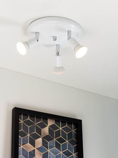 White 3 Way Round Spotlight