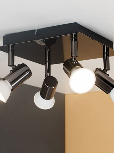 Black Chrome 4-Way Square Plate Spotlight