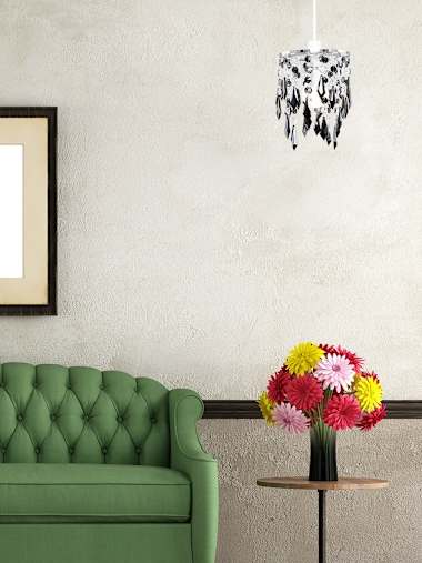 Kaelyn Acrylic Pendant Shade with Black and Clear Droplets