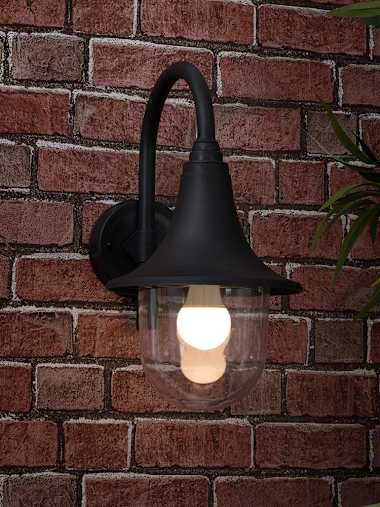 Bramhall IP44 Black Outdoor Swan Neck Wall Light