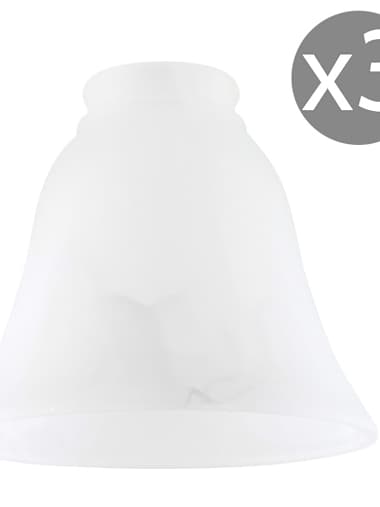 3 x Marble Effect Tapered Bell Glass Shades