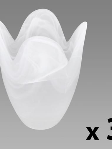 3 x Marble Effect Tulip Glass Shades