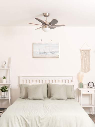 Typhoon 3 Blade Brushed Chrome Ceiling Fan with Wood Effect