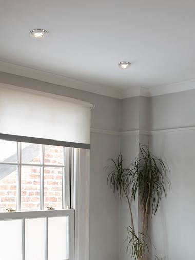 Domed Bezel IP65 Satin Nickel Fire Rated Bathroom Downlight