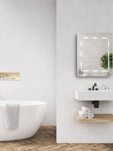 Mirror IP44 Battery Operated Bathroom LED Mirror