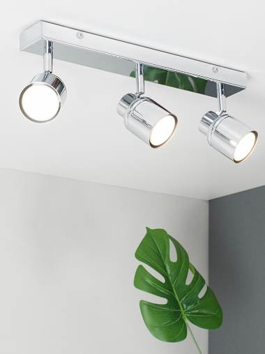 Benton IP44 Chrome 3-Way Bar Ceiling Spotlight