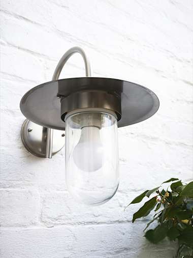 Lancaster IP44 Stainless Steel Swan Neck Wall Lantern