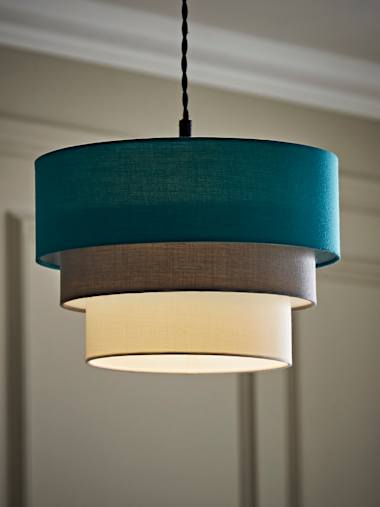 Teal, Grey and White Tiered Pyramid Pendant Shade
