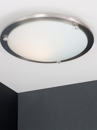 Brushed Chrome Frosted Dome Flush Ceiling Light
