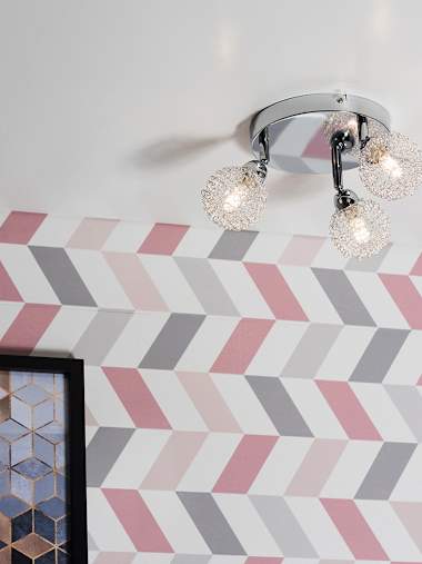 Alambre Adjustable 3-Way Chrome Flush Ceiling Light