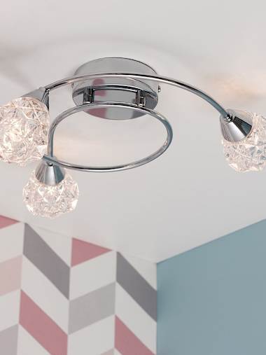 Astley Chrome 3-Way Flush Ceiling Light