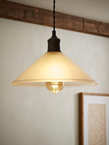 Tapered Frosted Effect Glass Dome Pendant Shade