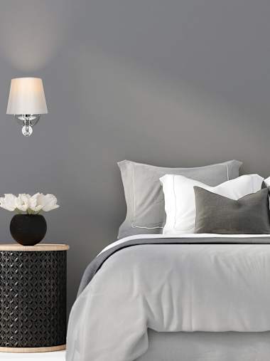 Bryantt Crystal Chrome Wall Light with GreyÂ Shade