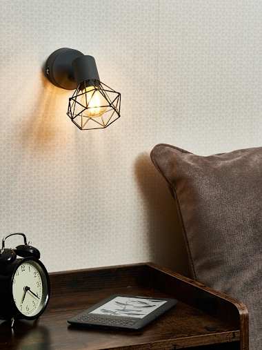 Angus Black Pewter Grey Industrial Wall Light