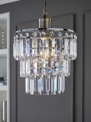 Kelsks Chrome and Clear 3 Tier Droplet Pendant Shade