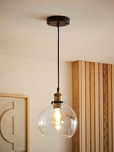 Sheridan Industrial Ceiling Pendant Light with Glass Shade