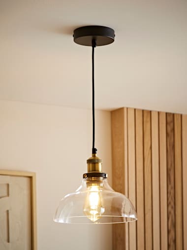 Wallace Industrial Pendant Light with Clear Glass Shade