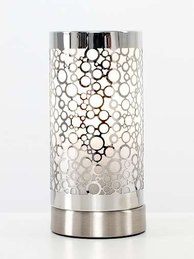 Cadena Satin Nickel Touch Table Lamp with Chain Effect Shade