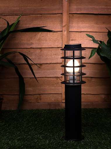 Wharf IP44 45cm Black Bollard Light