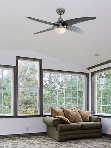 Apache Chrome / Wood 48 Inch Ceiling Fan with Remote Control