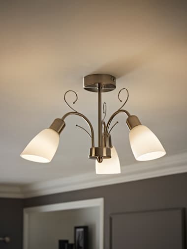 Newlyn 3-Way Brushed Chrome Flush Ceiling Light