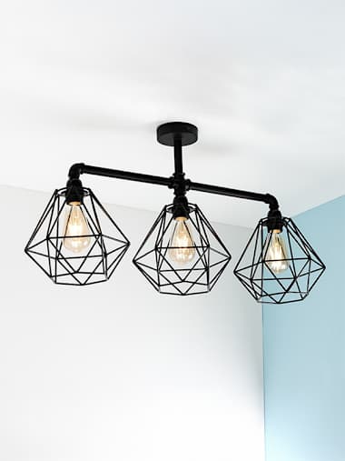 Luiggi Black Industrial 3-Way Bar Ceiling Light