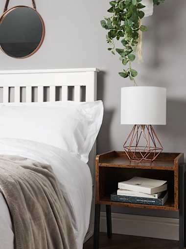 Angus Copper Geometric Table Lamp with White Shade