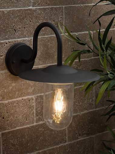 Lynton IP44 Black Swan Neck Outdoor Wall Lantern