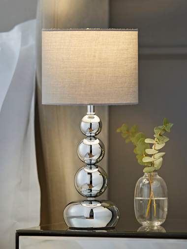 Marissa Chrome Table Lamp with Grey Shade