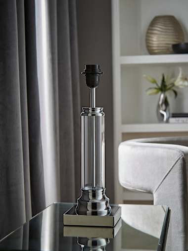 Chrome and Glass Column Touch Table Lamp