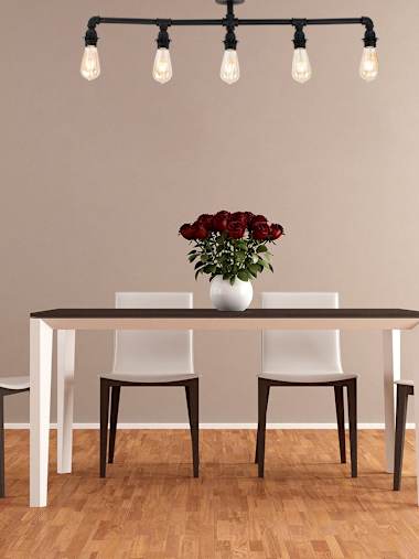 Luiggi Black Industrial 5-Way Bar Ceiling Light