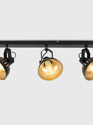 Smedley Industrial 3-Way Black and Gold Ceiling Light