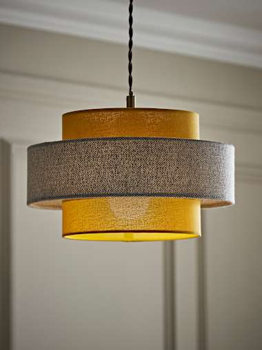 Mustard and Grey Herringbone Tiered Pendant Ceiling Shade