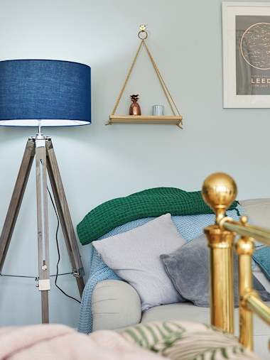 Clipper Light Wood and Chrome Tripod Floor Lamp Base