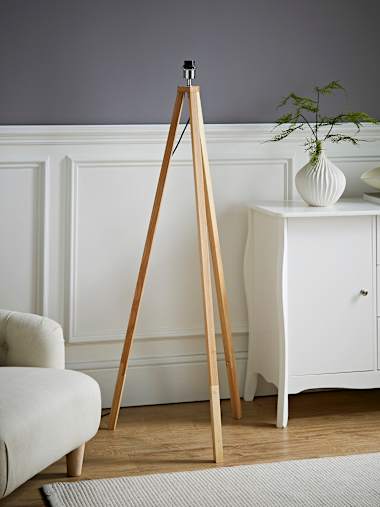 Barbro Light Wood Tripod Floor Lamp Base