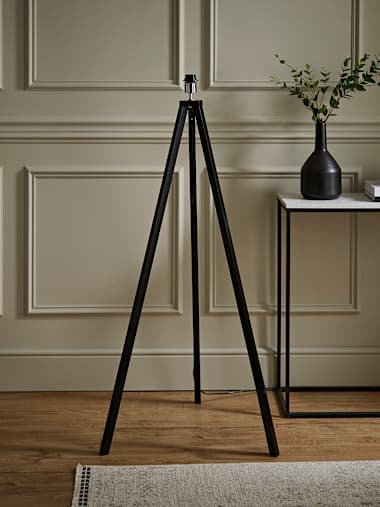 Barbro Black Wood Tripod Floor Lamp Base