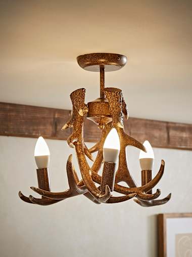 Caribou 3-Way Antler Ceiling Light