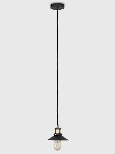 Cononial Industrial Black and Antique Brass Ceiling Pendant Light