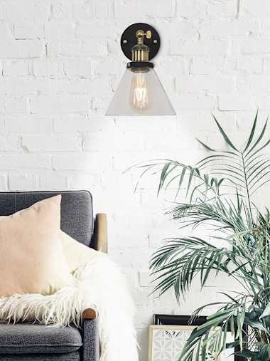 Norton Industrial Wall Light with Glass Shade