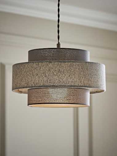 Dark Grey and Light Grey Herringbone Tiered Pendant Ceiling Shade