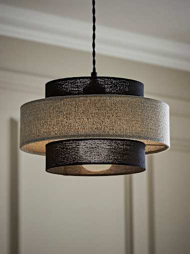 Black and Light Grey Herringbone Tiered Pendant Ceiling Shade