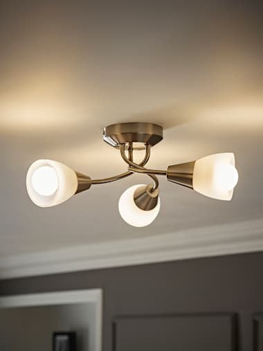 Brushed Chrome 3 Arm Flush Ceiling Light