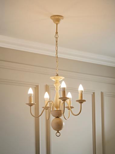 Gothica Distressed White 5-Way Ceiling Light