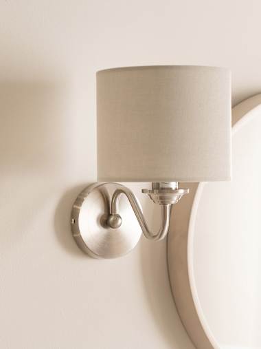 Rocha Single Chrome Wall Light with Grey Shade