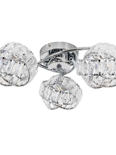Hudson 3-Way Chrome Crystal Flush Ceiling Light